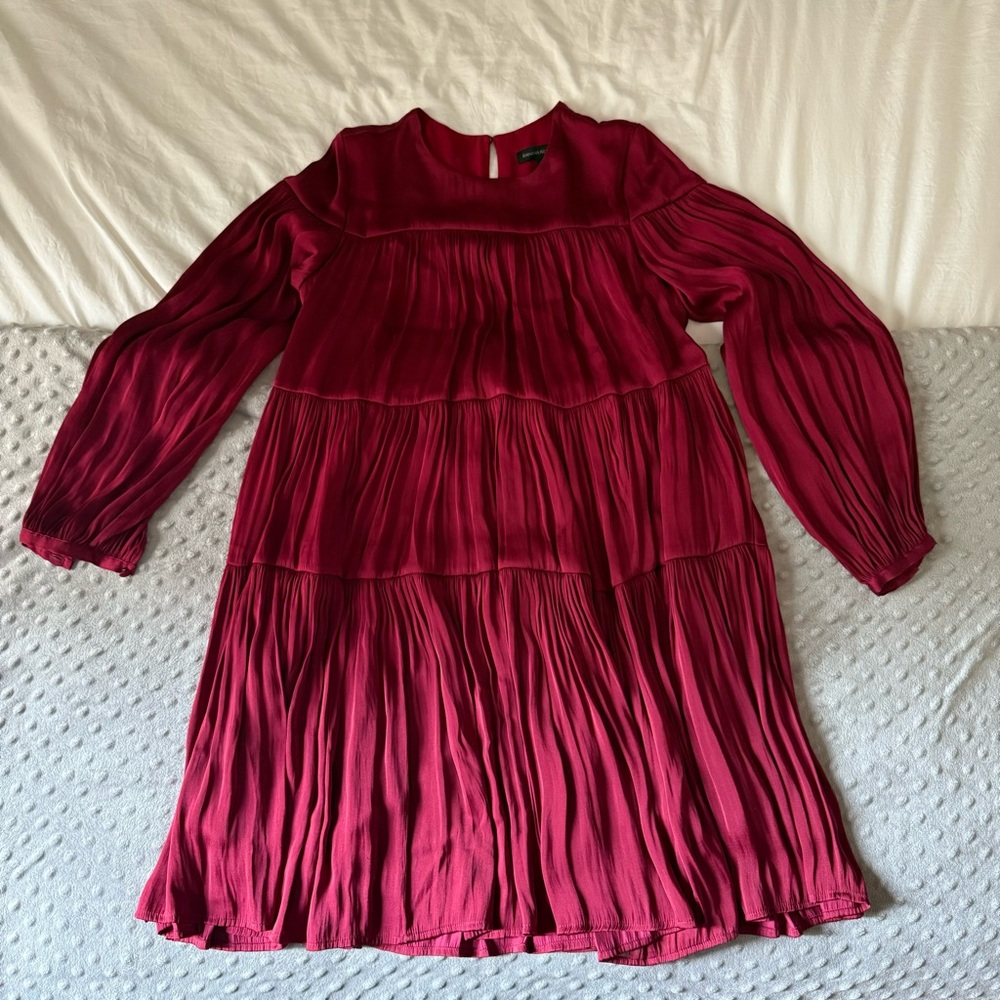 Banana republic satin tier dress XS red